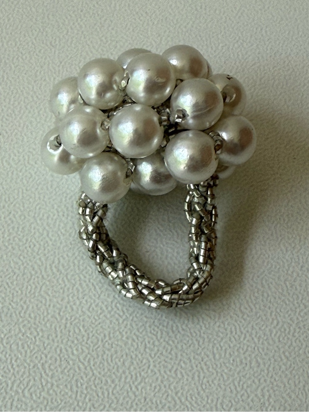Pearl Cluster Statement Ring in White and Silver